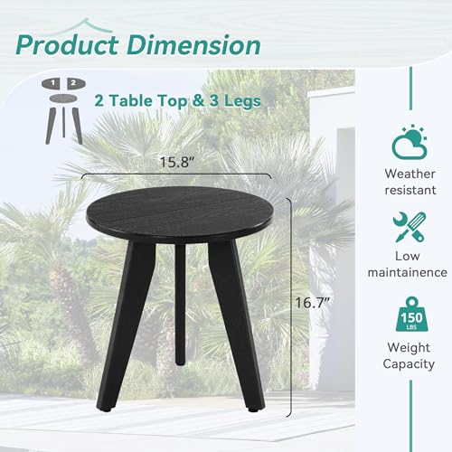 Homenjoy Outdoor Side Table, Hdpe Outdoor Table, Small Round Side Table Weather-Resistant thumb #2