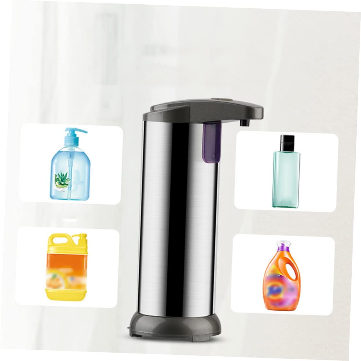 Cabilock Dispensador De Jabón Automático Sensor De Acero Inoxidable Dispensador De Jabón Sin Contacto para Cocina Baño para Uso Doméstico y Comercial