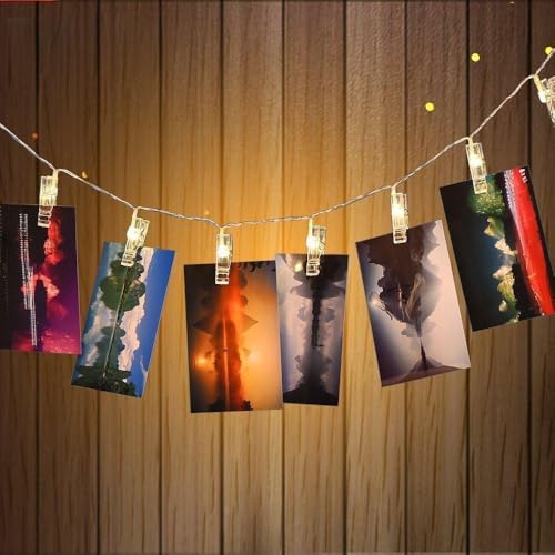 LED Photo Clips String Light, Christmas Lights, USB Powered, 12 Ft, 30 LED Clip Lights, Warm white - for Hanging Photos Paintings Pictures Card and Memos