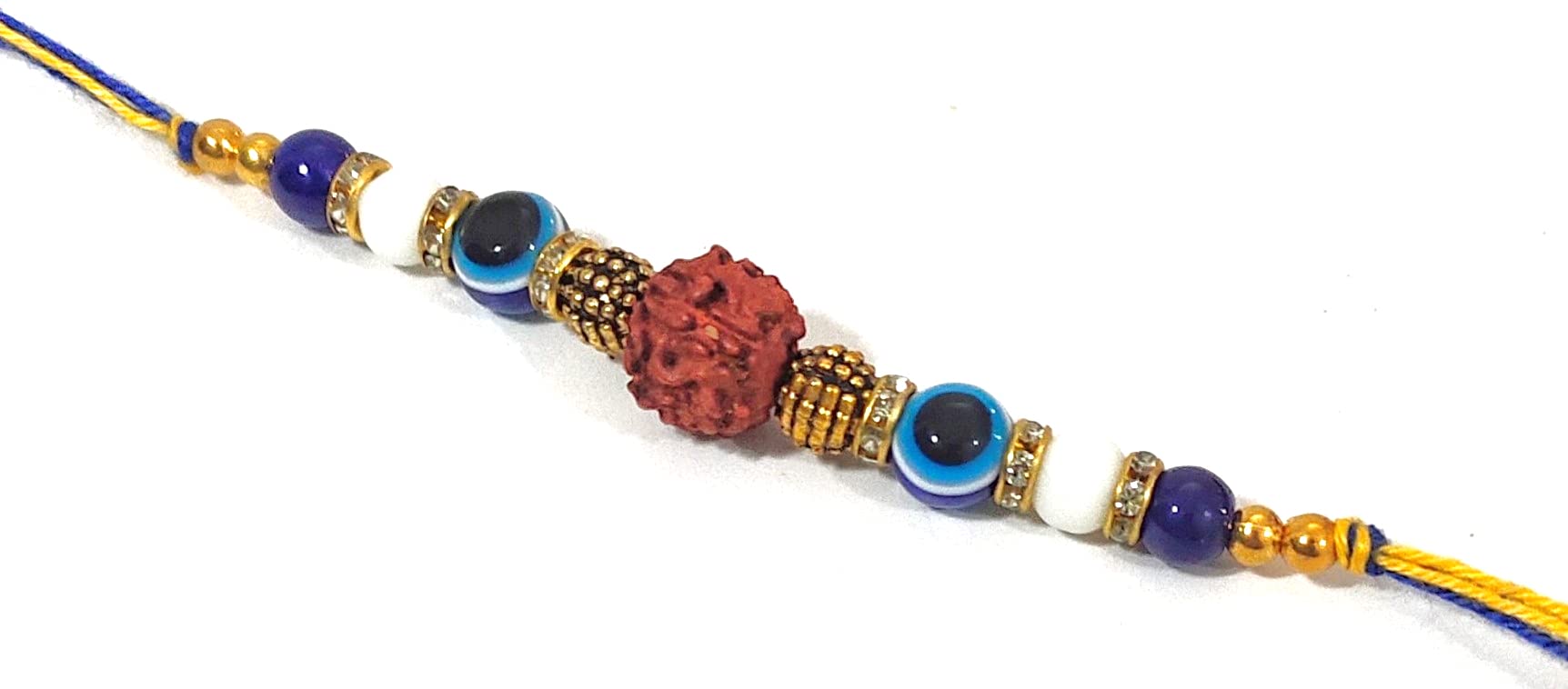 SAFFRON SHADES Premium Designer RUDRAKSHA EVIL EYES PROTECTIVE GOODLUCK Rakhi for Brother | Greeting Card | Roli Chawal | Premium Designer Rakhi Combo (B0B6RF7ZP4) Amazon Price History, Amazon Price Tracker