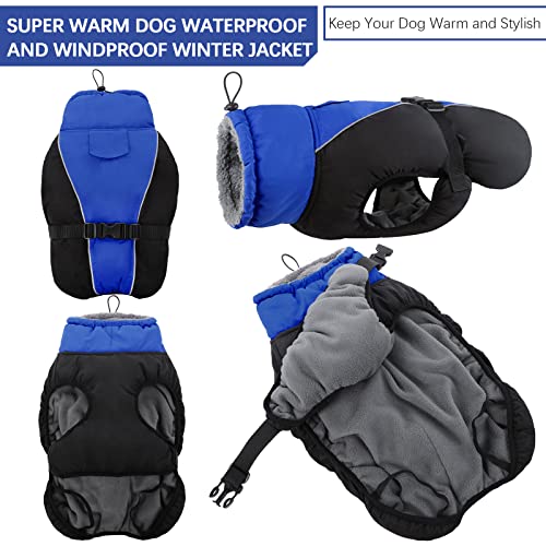 Wasserdichter Hundemantel Winter Warme Hundejacke, Hundebekleidung Outfit für kleine mittel große Hunde, Hundepullover mit Sicheren Reflexstreifen für Labrador Chihuahua Französische Bulldogge