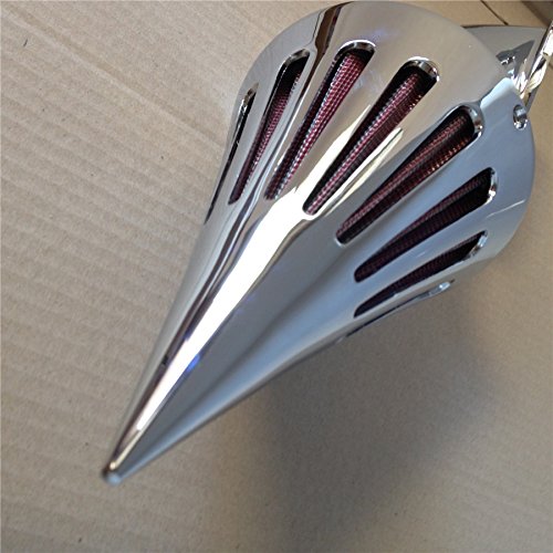 Cone Spike Luftfilter Für Yamaha V-Star 1100 (1999-2012), Chrom, Mit Rotem Filter