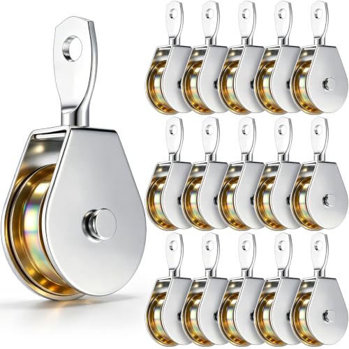 16 Pack Single Pulley Block Wheel 360° Swivel Pulley, 2 Inch