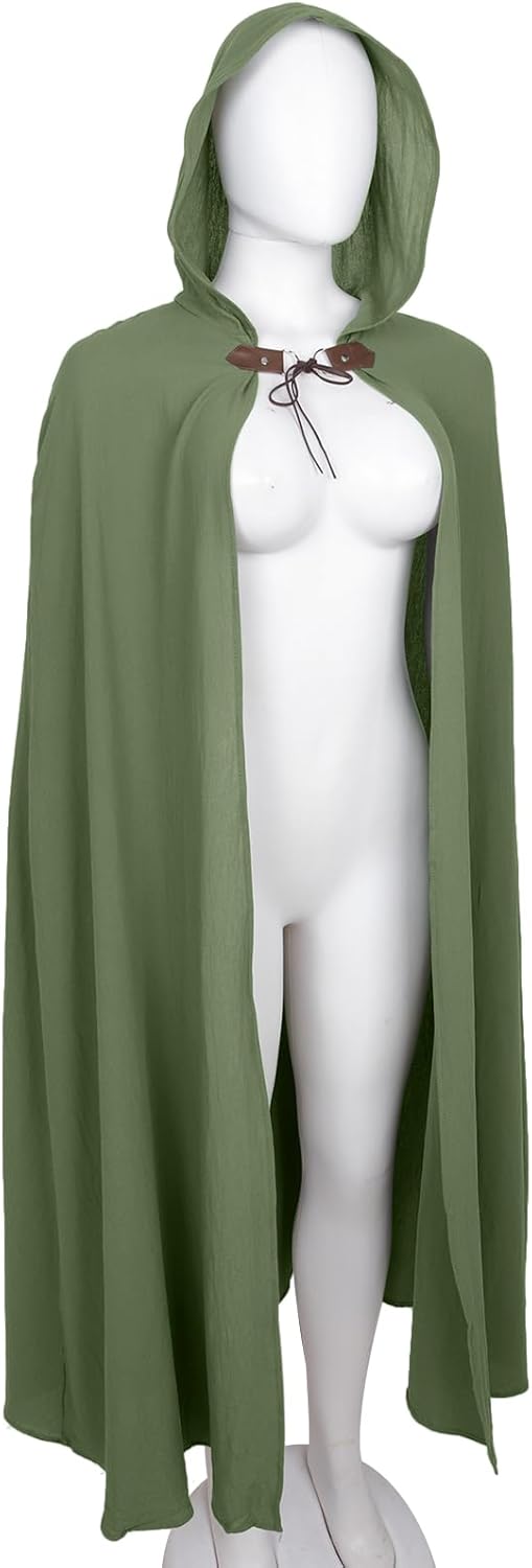 L'VOW Medieval Hooded Cloak Renaissance Cape with Hood - Halloween Sorcerer Capelet Hobbit Costume - Image 7