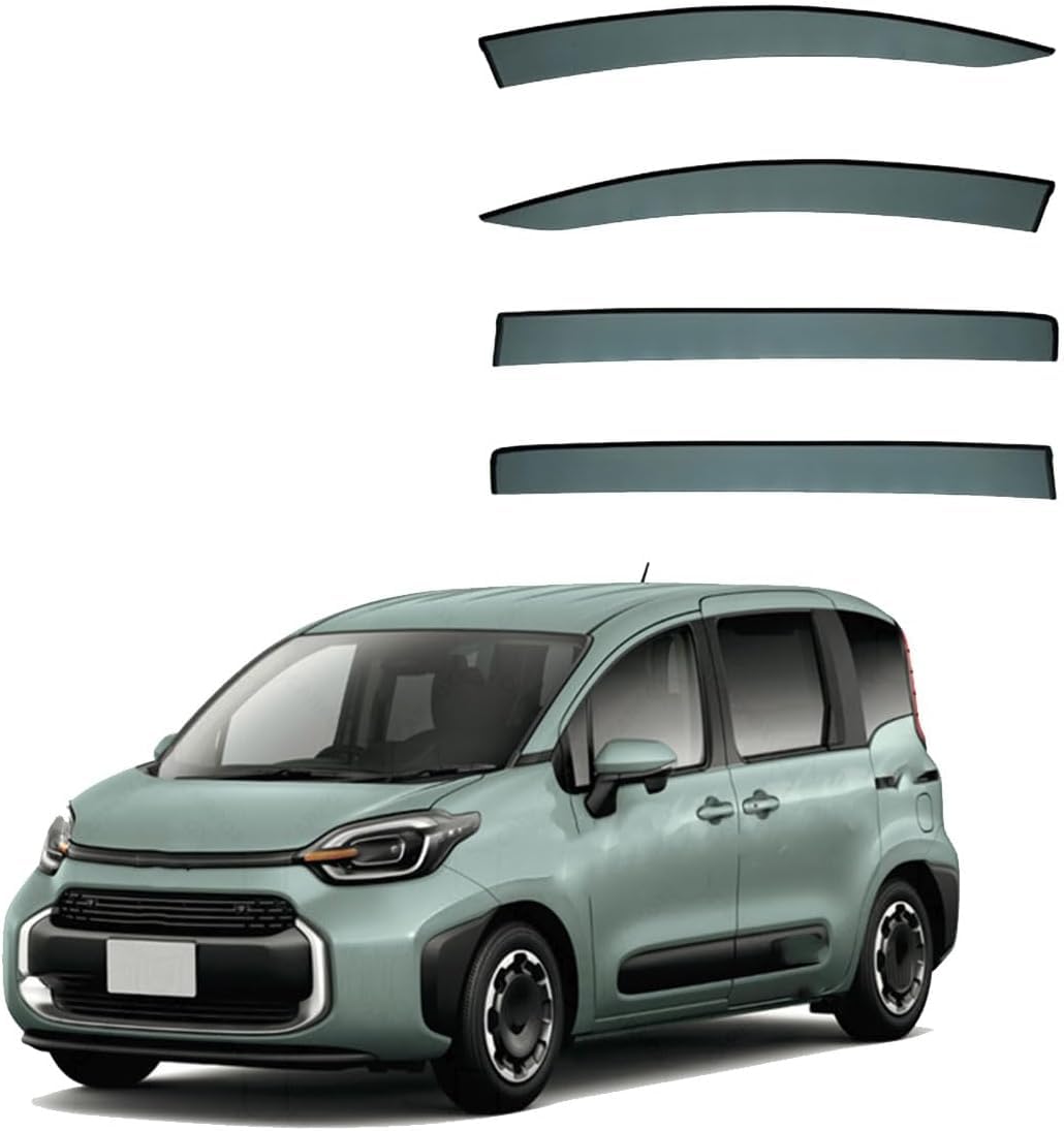 Liufangfc Normal Wind Deflectors For Toyota Sienta Mk3-Xp210 2022+ – 4Pc Tape-On Smoked Visors, Weatherproof, Anti-Salt/Snow, Low-Noise