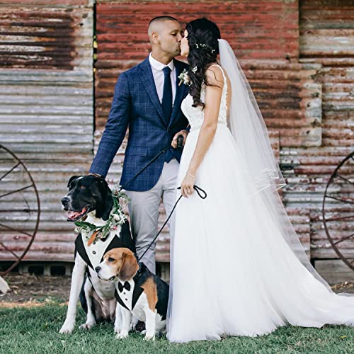 Hund Smoking Bandana Halsband, Formale Hochzeit Party Hund Hochzeit Bandana,Verstellbar Krawatte Haustier Anzug Fliege Bandana für Hochzeit Geburtstag Kostüme (M)