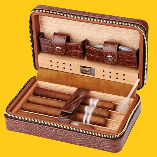 Boîte à cigares portable en cuir marron anti-choc pour protéger vos modules