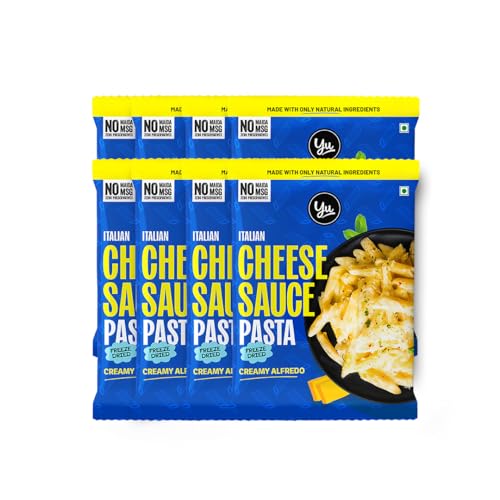 Image of Yu Foodlabs Italian Cheese Sauce Pasta - No Maida - No Msg - Zero Preservatives - Instant Penne Pasta With Sauce - Ready To Eat Pasta In 5 Mins - 520 Gram (65G X Pack Of 8)