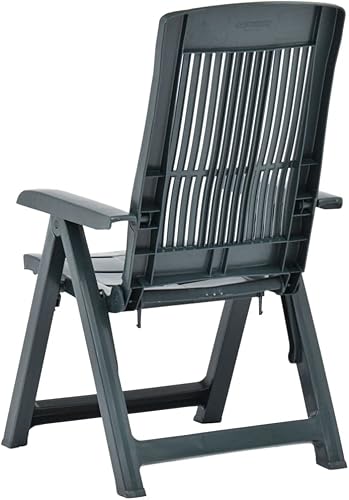 Miniatura 6 de vidaXL Sillas reclinables de plástico verde para patio, ligeras, resistentes a la intemperie, muebles de exterior con respaldo ajustable, juego de 2