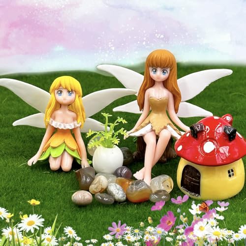 Suartus FEWLRI543452 Miniature Fairy Figurines - 4Pcs Small Flower Fairies Ornaments Resin Mini Fairy Figurines Tiny Elf thumb #2