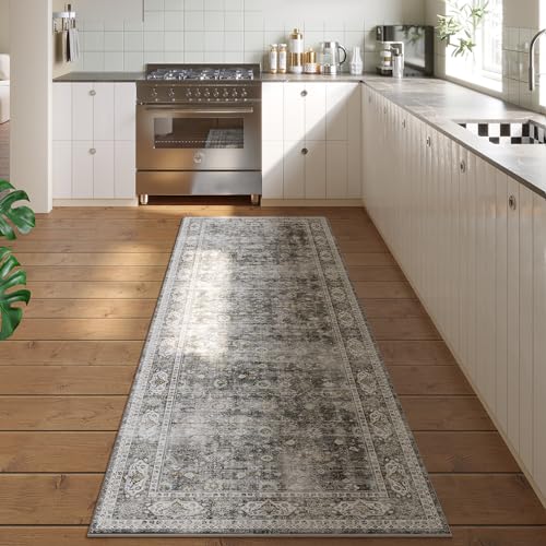 Comparison: Best Runners For Kitchen 4 Runner Rug Hallway Runner Rug Washable Kitchen Runner Rugs with Rubber Backing 2'6''x8' 100% Polyester Vintage Rug for Entryway Indoor, Kitchen, Laundry, Bedroom (Grey and Brown)