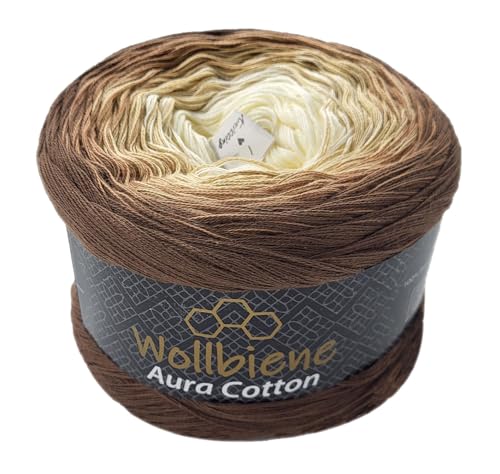 Wollbiene Farbverlaufsgarn 200g - 800m - 4 Fädig Bobbel Strickwolle Häkeln Bobbel Wolle Farbverlauf, 100% Baumwolle, Strickwolle...