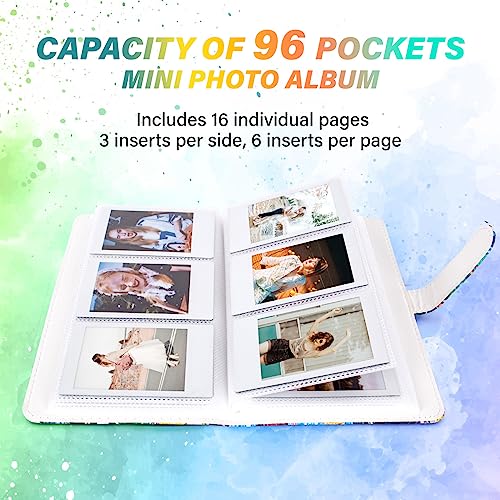 HIYQIN 3-Inch Instax Polaroid Photo Album,96 Pocket Mini Photo Album Book for 2x3 Inch Fujifilm Instax Mini 12 11 9 8 8+ 7s 25 70 90 Instant Camera Film,Colorful Instax Mini Album (Colorful) - Image 3