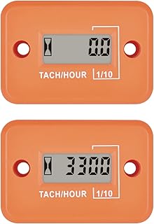 2 Pieces Runleader Digital Mini Tach Hour Meter,TOT Hours Accumulate,Real-time RPM Display,Battery Operation for ZTR Lawn Mower Tractor Generator Outboard ATV Chainsaw Marine Snowblower.
