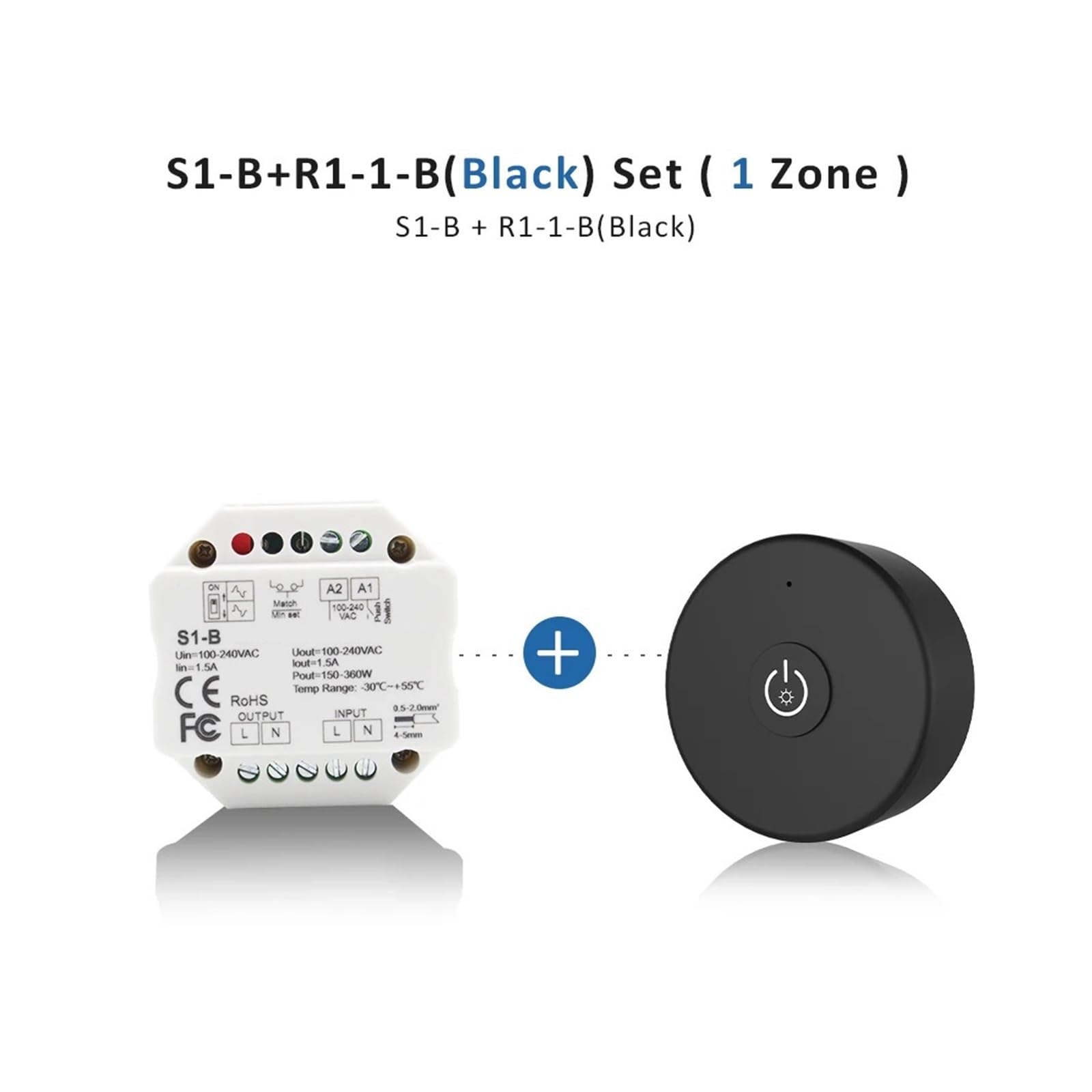Controlador regulador de intensidad LED 220V 110V 230V AC Triac Dimmer 2,4G Control remoto 220 voltios S1-B interruptor de botón atenuador for bombillas LED(S1-B and R1-1 Black)