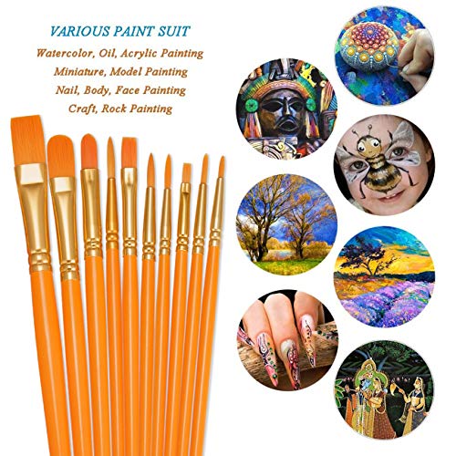 Image of BOSOBO Assorted Nylon Acrylic Artist Paint Brushes Set,Orange,30 Pcs