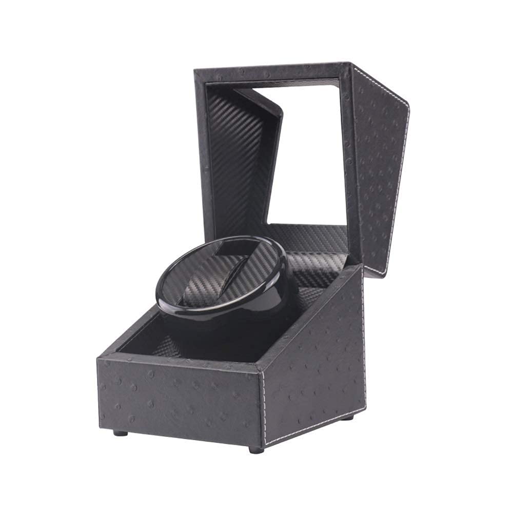 Xiaoxu Remontoir Automatique pour Montres, Cuir PU Noir en Fibre de Carbone, Moteur Ultra Silencieux, Coussins Souples