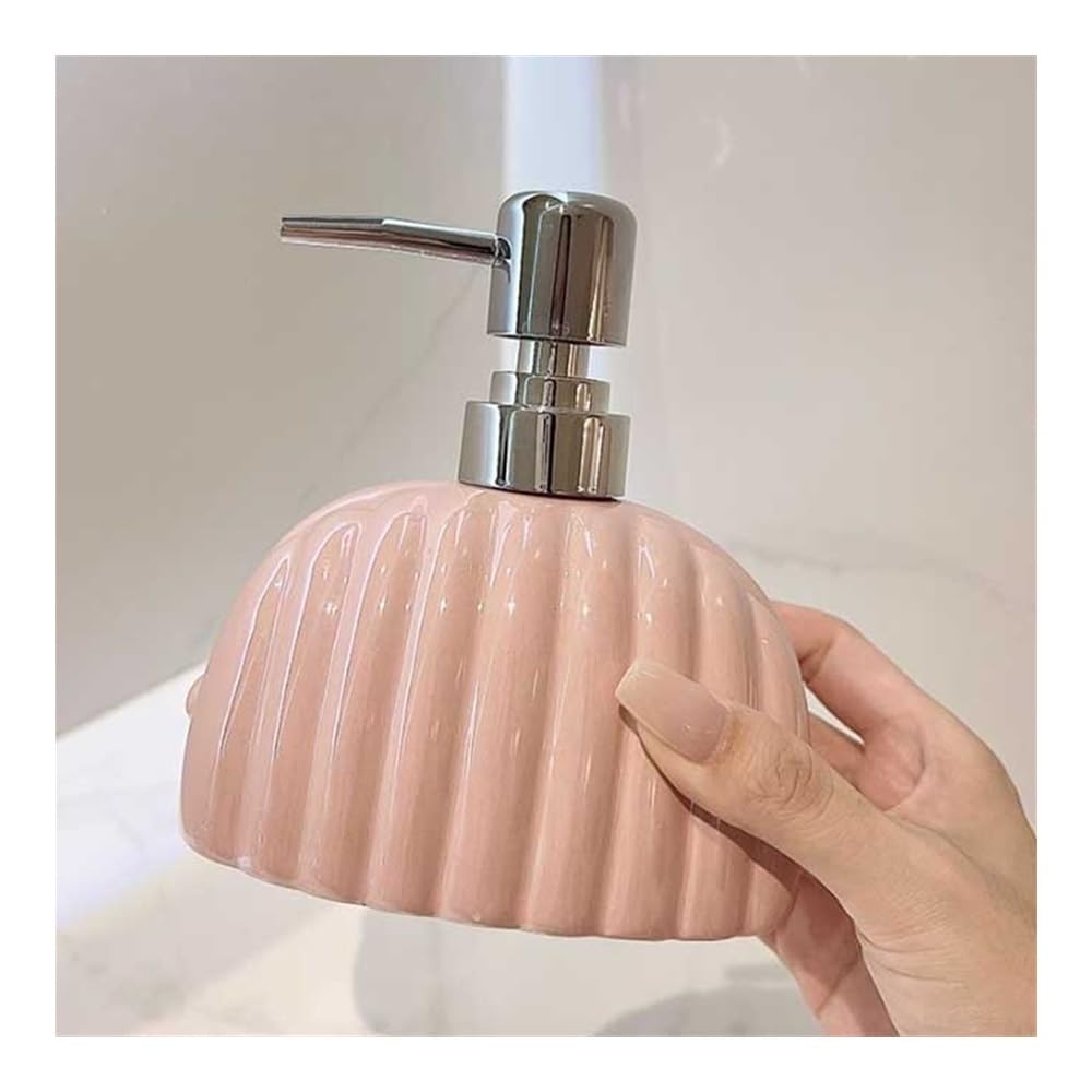 Seifenspender mit Pumpe, Rosa/Weiß, 350 ml, Seifenspender für Zuhause und Hotel, für die Küche, Spender für Handseife, Waschmittel, Duschgel