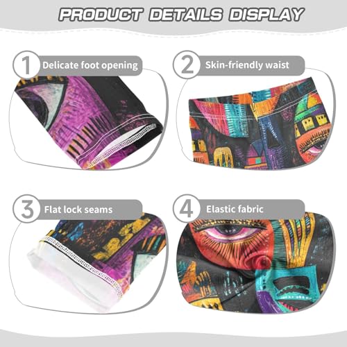 African Face Tribal Ethnic Colorful Girls Casual Leggings for Kids Printed Long Pant Bottoms Stretch and Soft3