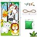 Safari Animals Toss Games Banner with 5 Bean Bags for Kids Children's Family Party Zoo Animals Theme Indoor Outdoor Parties Supplies Decoration