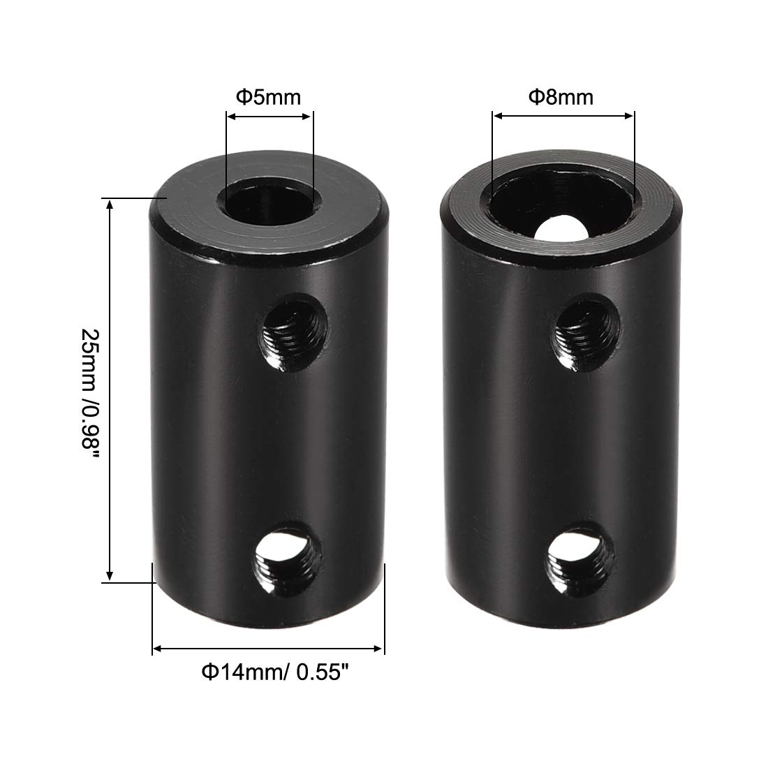 Rigid Coupling 25mm Length 14mm Diameter Aluminum Alloy Shaft Coupler Connector Black 4pcs