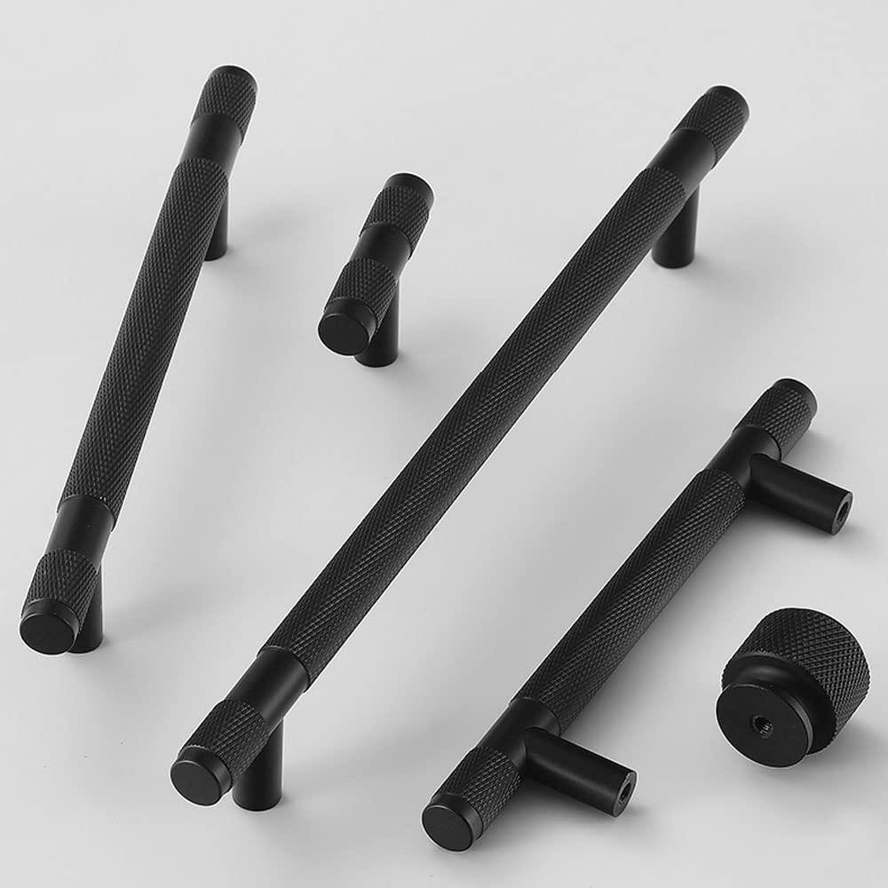 AITITAN Lot De 10 Poignées De Placard Moletées Noires – Espacement Des Trous De 128 Mm (longueur
