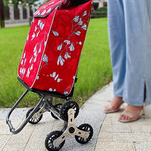 WLKINF Faltbarer Einkaufstrolley, leichter Einkaufstrolley, Klettern, kleiner Trolley, Supermarkt, ältere Menschen, Gemüsekorb, Trolley – Bild 3