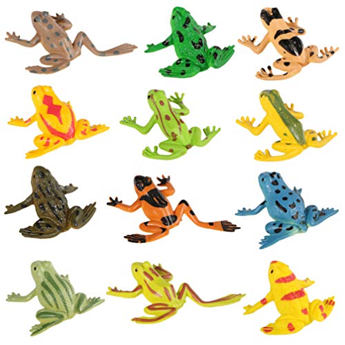 NUOBESTY 12 Pièces Mini Grenouille en Caoutchouc Ensembles Apprentissage Réaliste Grenouille Figure Jouets Grenouille Miniature Décor Bonsaï Ornement Gâteau Topper