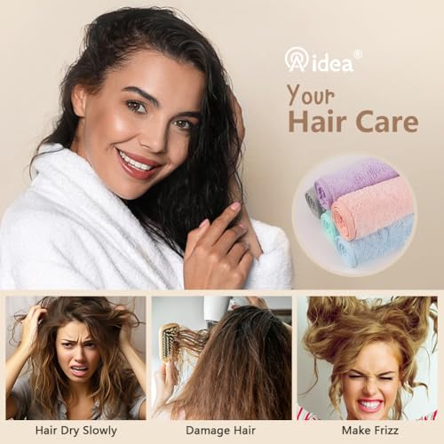 AIDEA Hair Towel Wrap, 5 Pack Absorbent Fast Drying Hair Towels 26"×10" - Image 4