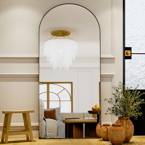 GLSLAND - 20x57 inch Arched Full Length Mirror - Floor Mirrors Aluminum Alloy Frame Full Body Dressing Mirror for Bedroom, Living Room,Gold