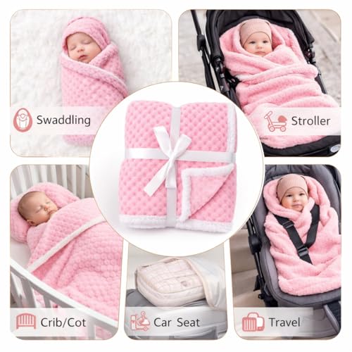 Image of BRANDONN Premium Baby Blanket 100x75 cm - Ultra Soft Flannel Sherpa Newborn Blanket for Winter, AC, Stroller, Crib, Travel (0-12 Months)