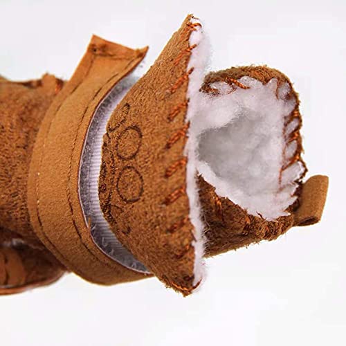 Gabefish Puppy Cute Cozy Warm Anti Slip Winter Boots For Small Medium Dogs Pets Cats Velcro Thicken Fleece Snow Shoes Brown Large #TOP4