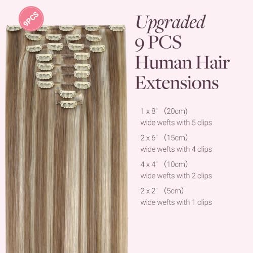 Image of GOO GOO Clip in Hair Extensions Real Human Hair Blonde Remy Extensions