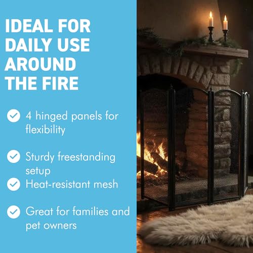 Pantalla de chimenea protectora para evitar chispas en salones con niños 7