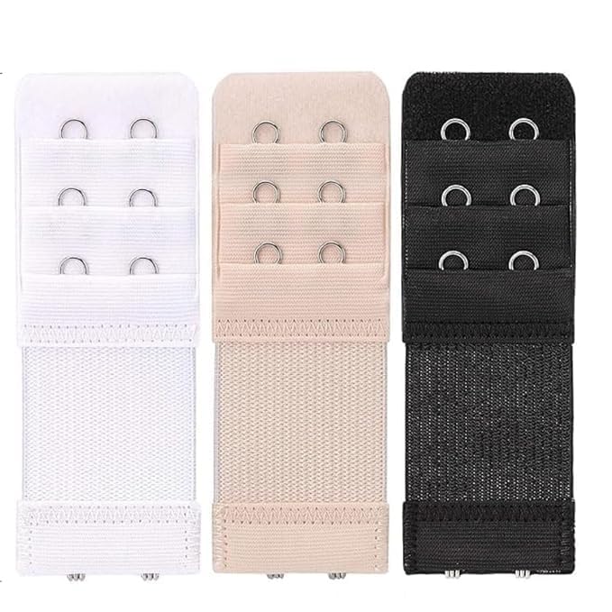 Bra Hook Extenders Adjustable Elastic Strap Extension with 2 Hooks for Comfortable Fit Black Beige White Colors – Durable Soft Fabric Accessory for Women’s Lingerie and Daily Wear - Pack Of 3-image-26