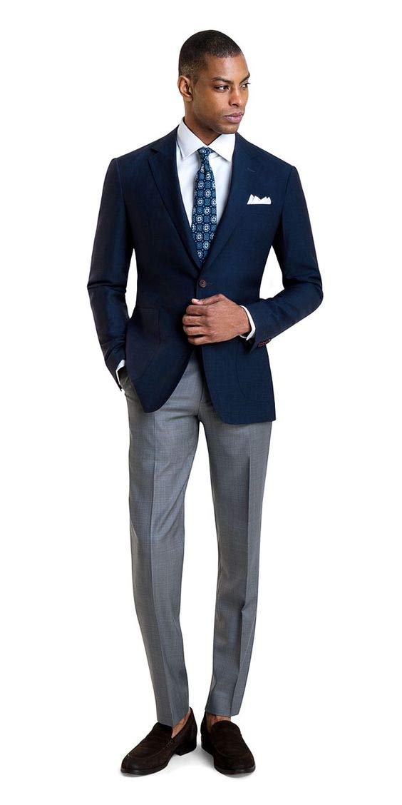 Uomo Set di Pantaloni Formali Bicolore con Risvolto intarsiato