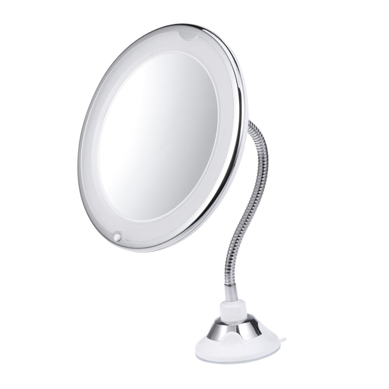 Miroir de maquillage LED grossissant rond avec ventouse portable