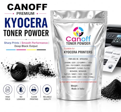 Image of CANOFF Toner Powder for KYOCERA TASKALFA 1800 1801 2200 2201 2540 2560 3040 3060 6025 6030 6525 ECOSYS 1024 1035 1120 1135 2035 2040 2530 2640 Printer and Copier (1Kg. Toner Powder)