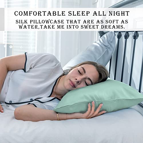 Silk Pillowcase for Hair and Skin,Soft,Breathable and Sliky Standard Size Pillow Cases Set of 2,Both Sides Natural Mulberry Silk Pillowcases with Hidden Zipper(Standard Size 20"X 26",2pcs)