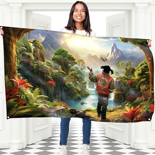 Rapper Chief Keef In The Garden Of Eden Flag – Large Funny Flag – 110D Polyester – Double stitched – 4 brass grommets, large 90x150 cm (5 x 3 feet)
