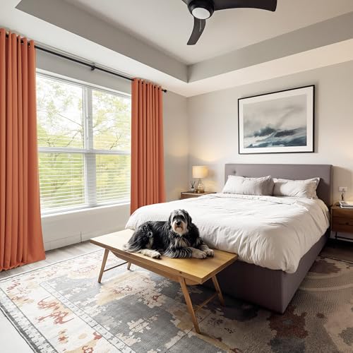 Image of PONY DANCE Burnt Orange Short Blackout Curtains 36 inch Length for Kitchen, Privacy Small Black Out Grommet Half Window Drapes for Bathroom Cabinet Camper RV Bunk(W42 x L36 inch, 2 Panels)