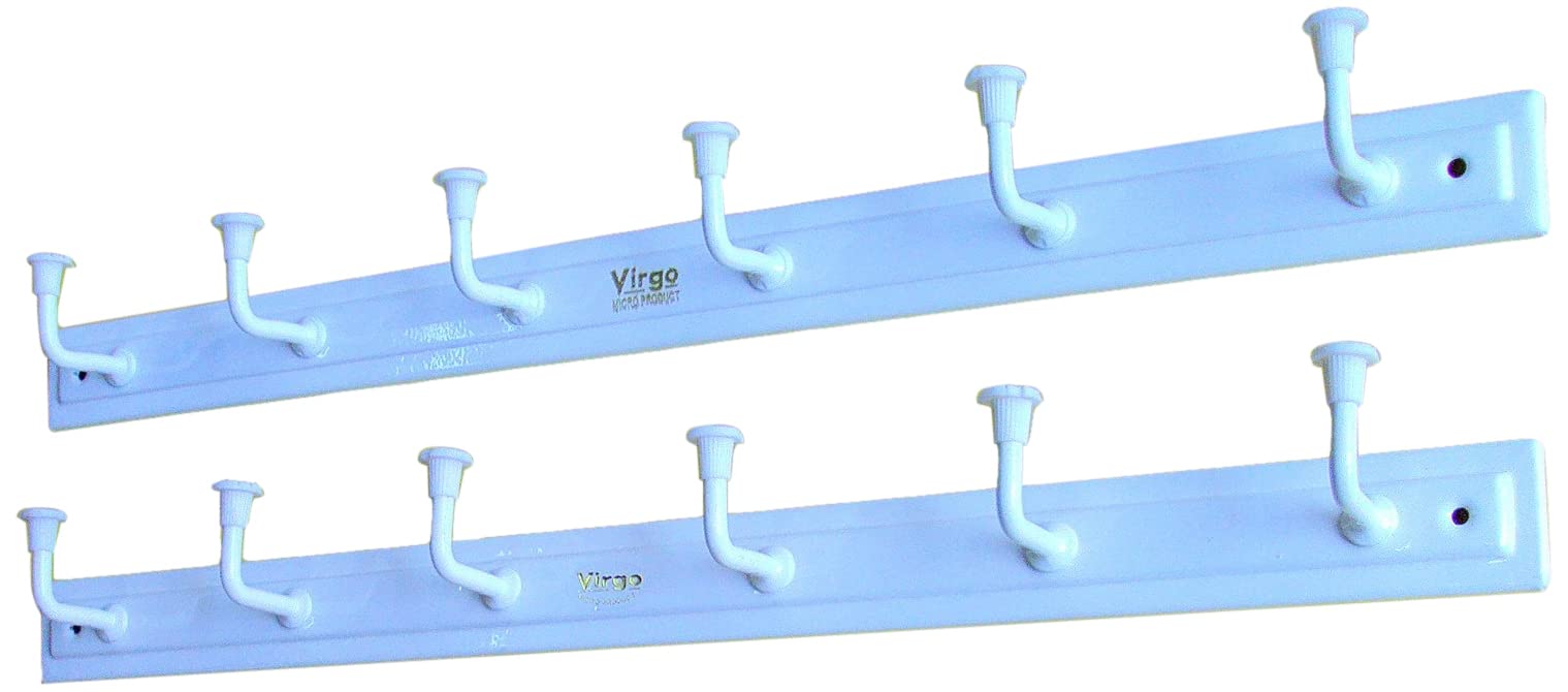 Bhagwati Metal 6 Hook Door/Wall Cloth Hanger with Screws and Nylon Sleeves (Set of 2), White (B07YJN82MP) Amazon Price History, Amazon Price Tracker