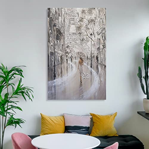 Paris, France, European Urban Landscape Oil Painting Wall Art,Dreamy Parisian Dance Art Posters Wall Art Paintings Canvas Wall Decor Home Decor Living Room Decor Aesthetic 12X18Inch(30X45Cm) Frame-S #TOP5