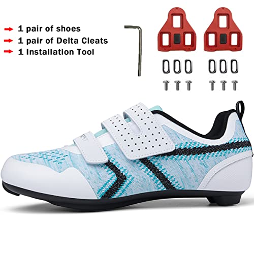 Image of Unisex Cycling Shoes Compatible with Peloton Indoor Riding Road Bicycle with Delta Cleats Outdoor Pedal Bike Shoes
