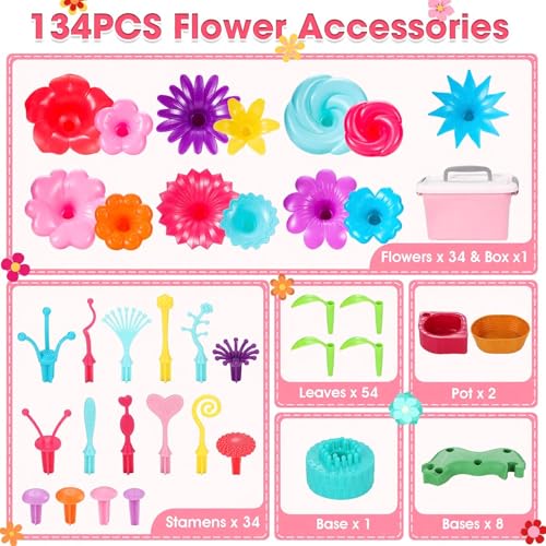 Blumengarten Spielzeug ab 3 Jahre Mädchen, Ostern geschenke kinder, Montessori Spielzeug Blumen Bausteine Motorikspielzeug, DIY Spielzeug ab 3 Jahre Mädchen Junge Geburtstags Geschenk Halloween