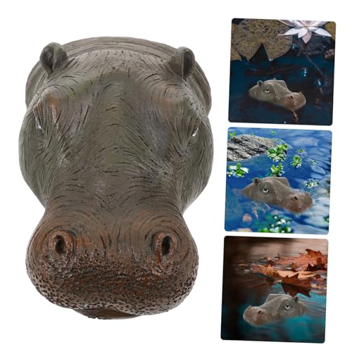 Décoration bassin originale avec cette tête hippopotame flottante résine