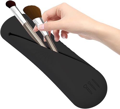 Erinde Bolsa de cosméticos de viaje de gran capacidad bolsa de maquillaje multifuncional de piel sintética bolsa de maquillaje impermeable con asa y