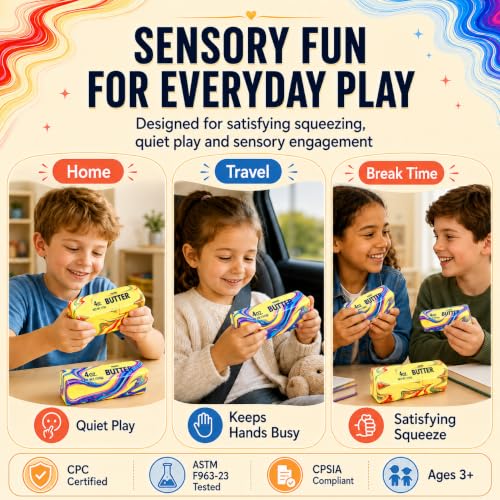 Butter Squishy, 2 Pack Squishy Butter Stick Toys, CPC Certified & ASTM F963-23 Safety Tested, Slow Rising Soft PU Toys for Kids Ages 3+ - Image 7