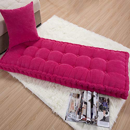 Coussin de banc rectangle en velours côtelé rouge 55x165cm - 2