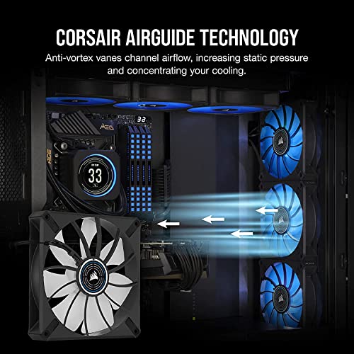 Image of CORSAIR ML140 LED Elite, 140mm Magnetic Levitation Blue LED Fan with AirGuide, Single Pack,Black